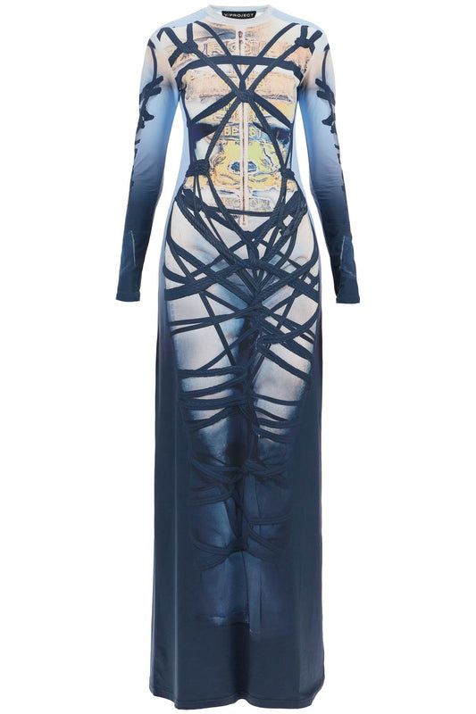 Long Bondage Print Dress  - Light Blue