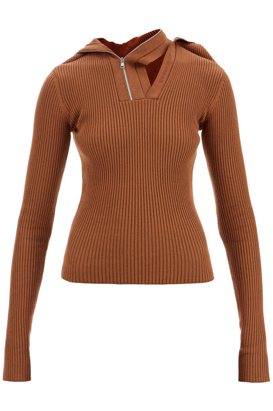 Long-sleeved Top With Pin  - Brown