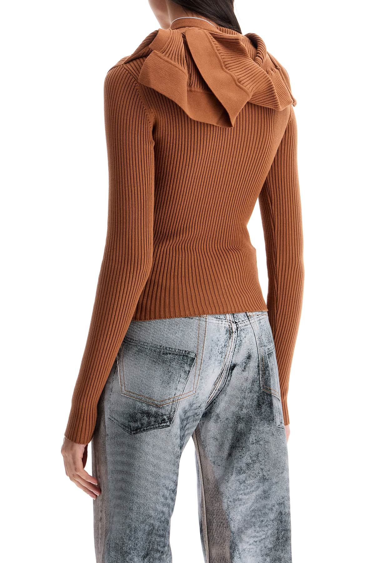 Long-sleeved Top With Pin  - Brown