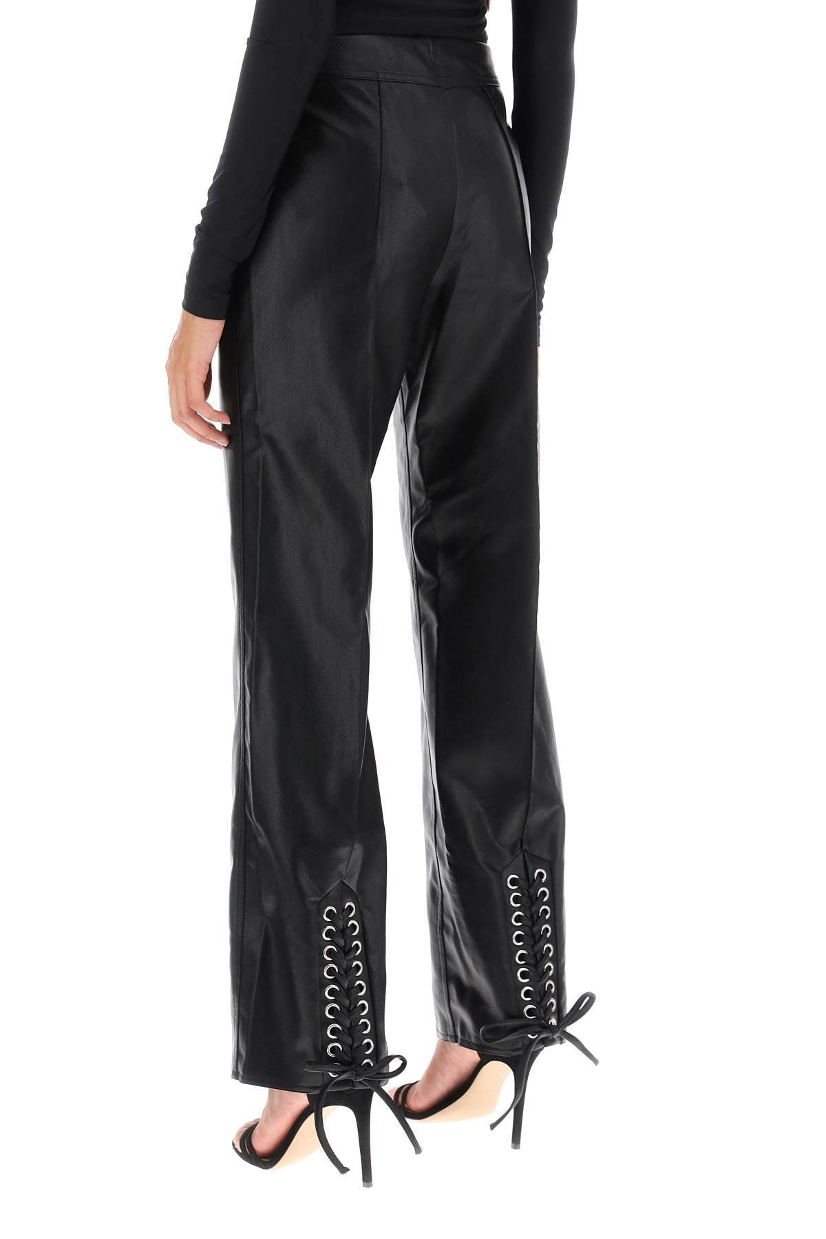 Straight-cut Pants In Faux Leather  - Nero