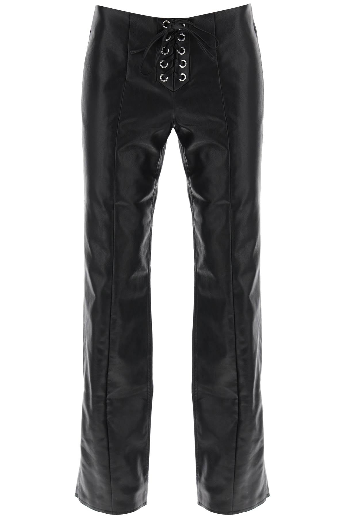 Straight-cut Pants In Faux Leather  - Nero