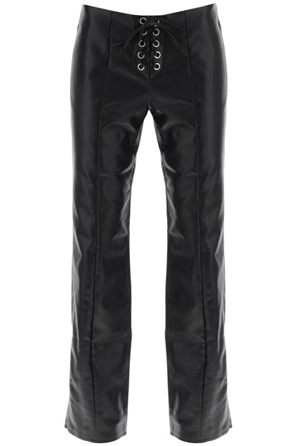 Straight-cut Pants In Faux Leather  - Nero