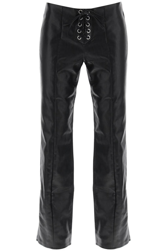 Straight-cut Pants In Faux Leather  - Nero