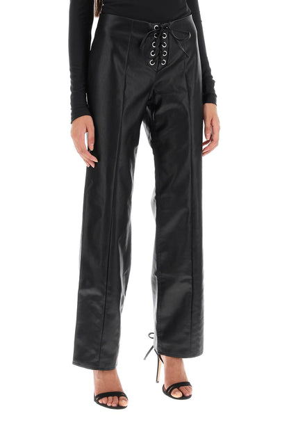 Straight-cut Pants In Faux Leather  - Nero