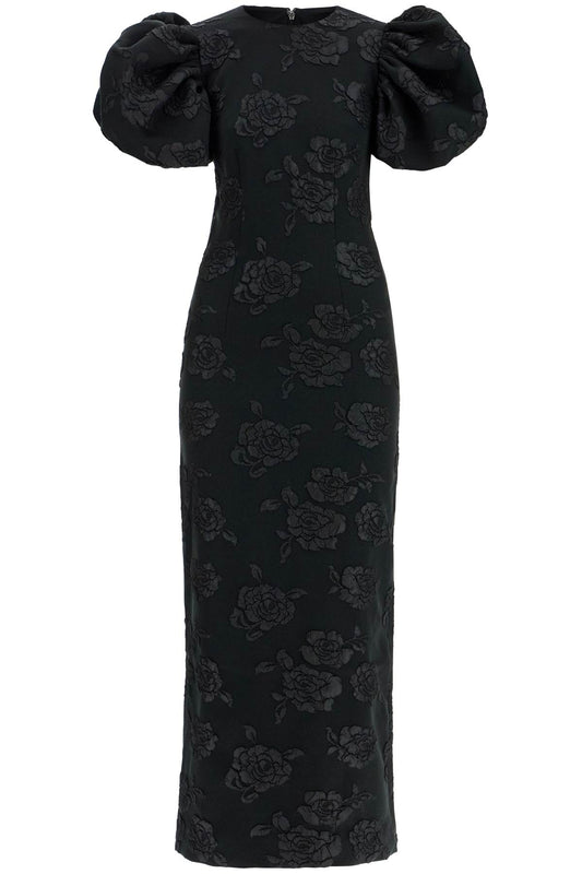 3d Jacquard Midi Dress Black Floral  - Black