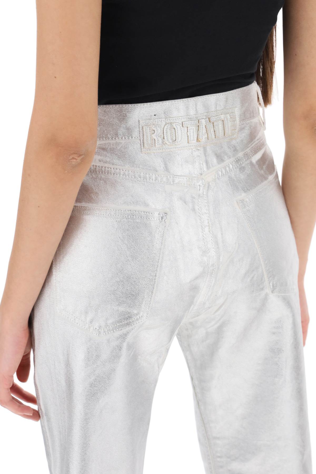 Denim Coated Pants With Seven  - Silver