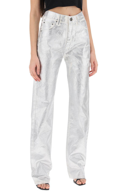 Denim Coated Pants With Seven  - Silver