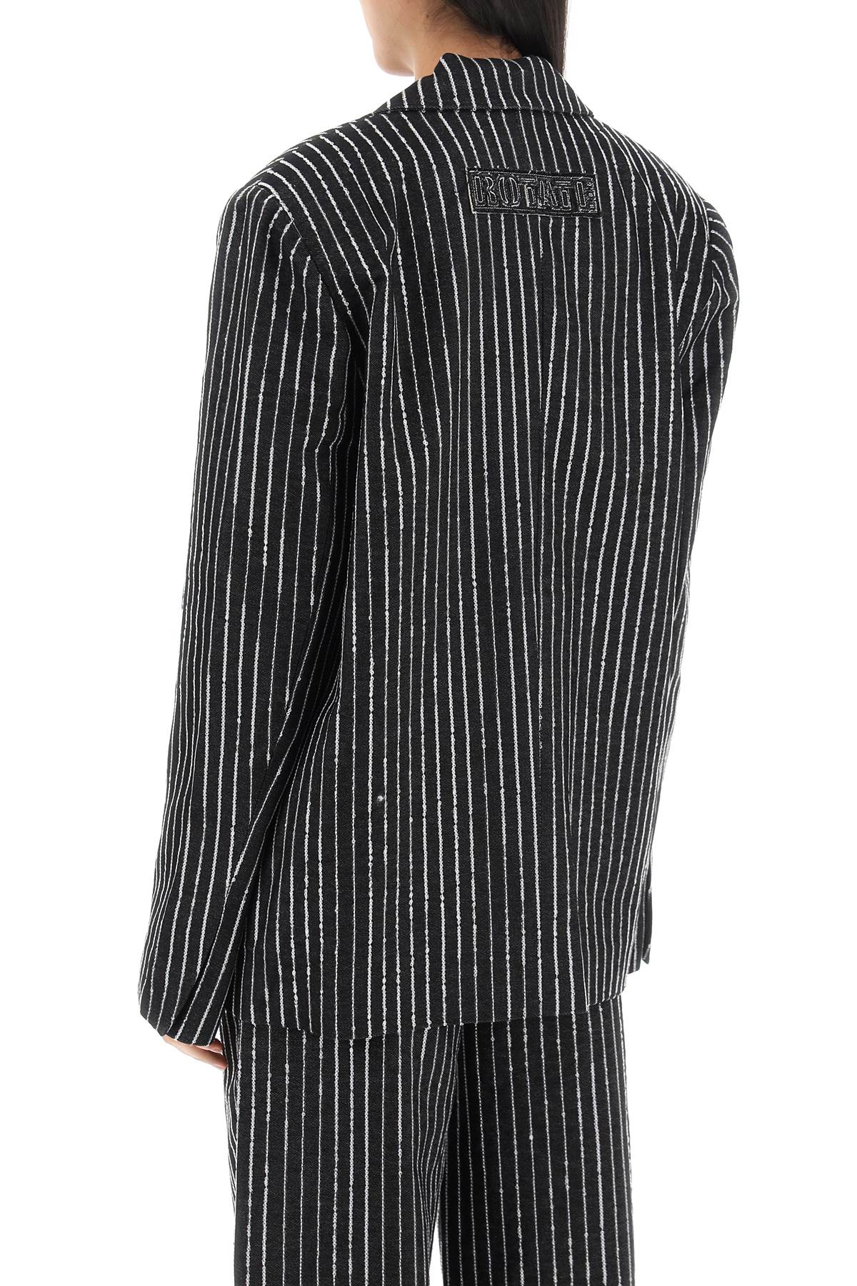 Blazer With Sequined Stripes  - Black