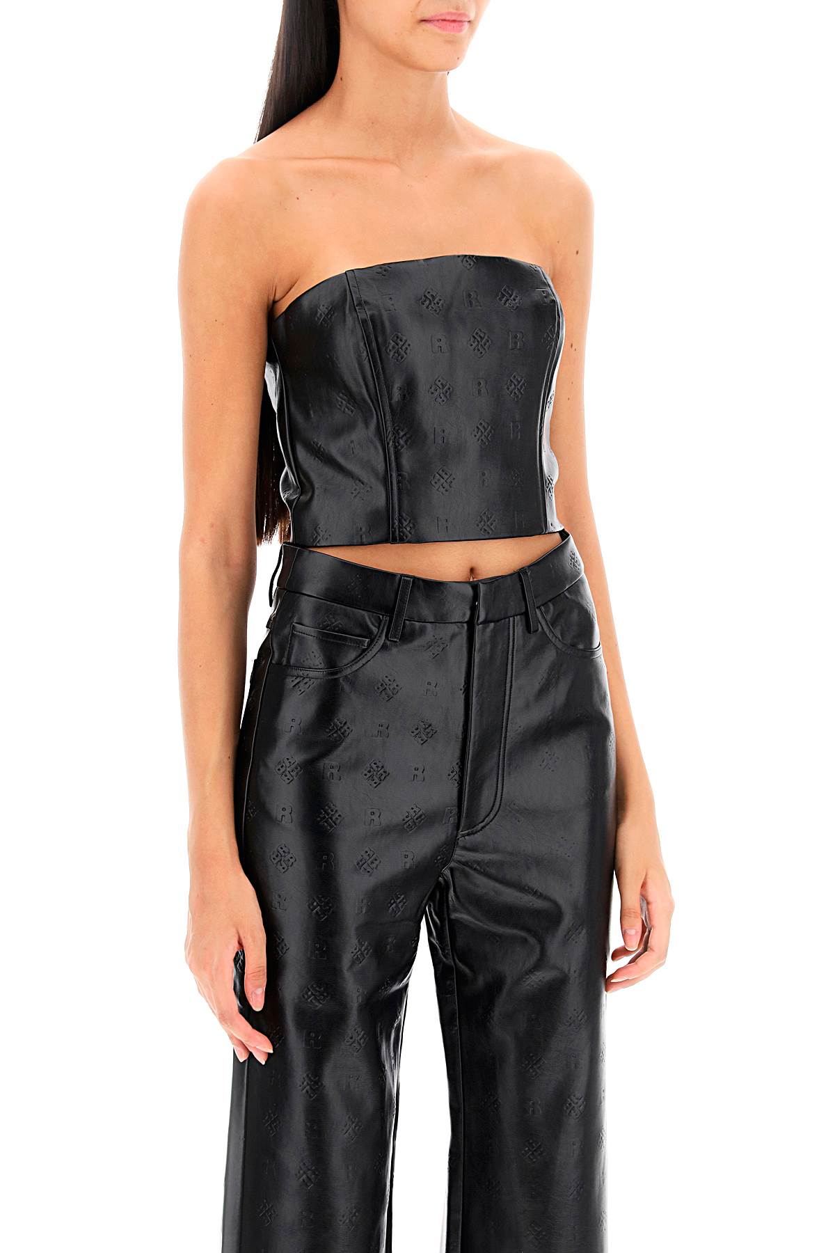 Faux-leather Cropped Top  - Black