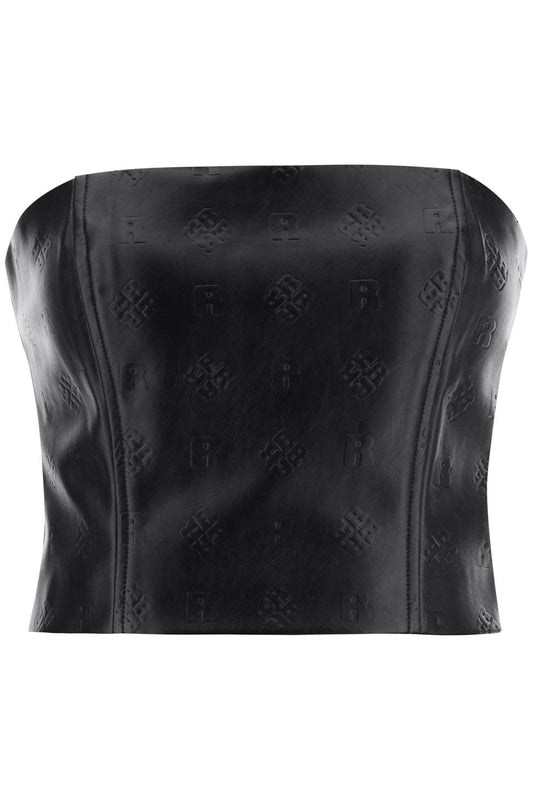 Faux-leather Cropped Top  - Black