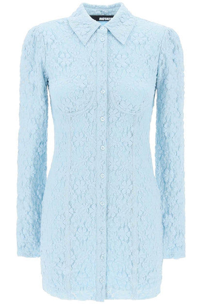 Mini Lace Chemisier Dress In  - Light Blue