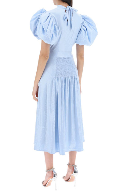 Midi Sequin Dress With Balloon Sleeves  - Light Blue