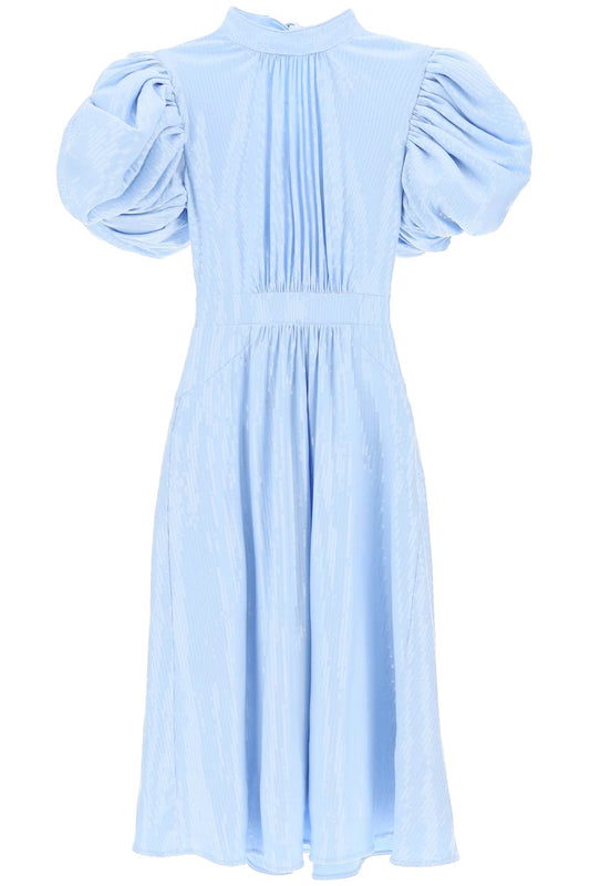 Midi Sequin Dress With Balloon Sleeves  - Light Blue