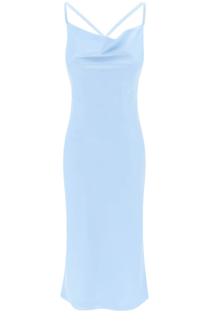 Satin Midi Slip Dress For A  - Light Blue