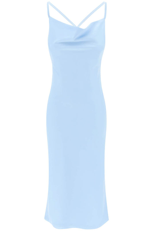 Satin Midi Slip Dress For A  - Light Blue