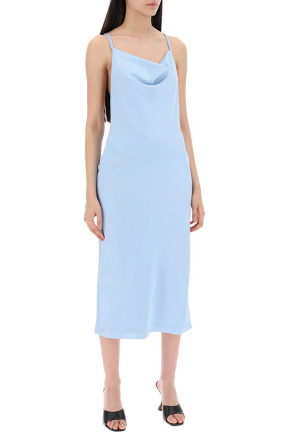 Satin Midi Slip Dress For A  - Light Blue