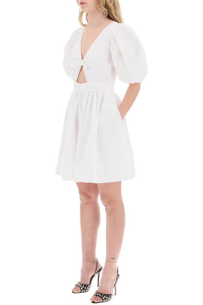 Mini Dress With Balloon Sleeves And Cut-out Details  - White