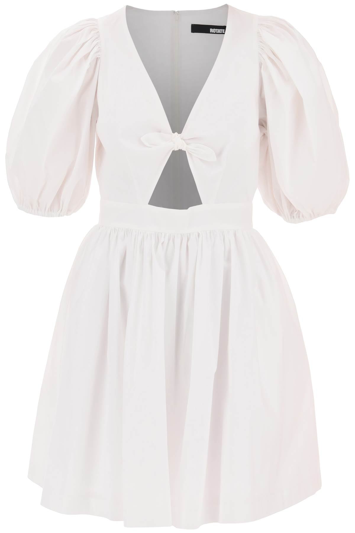 Mini Dress With Balloon Sleeves And Cut-out Details  - White