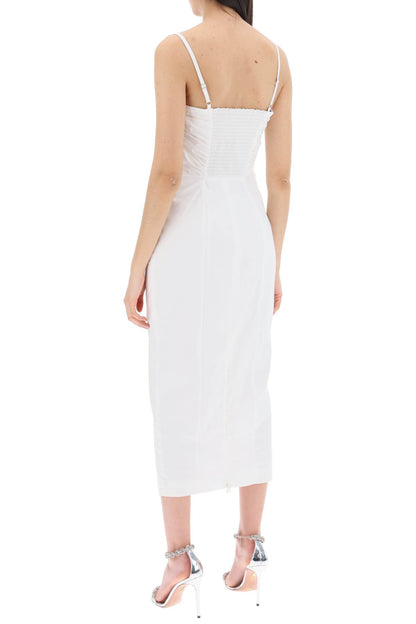 Midi Dress With Ruffles  - White