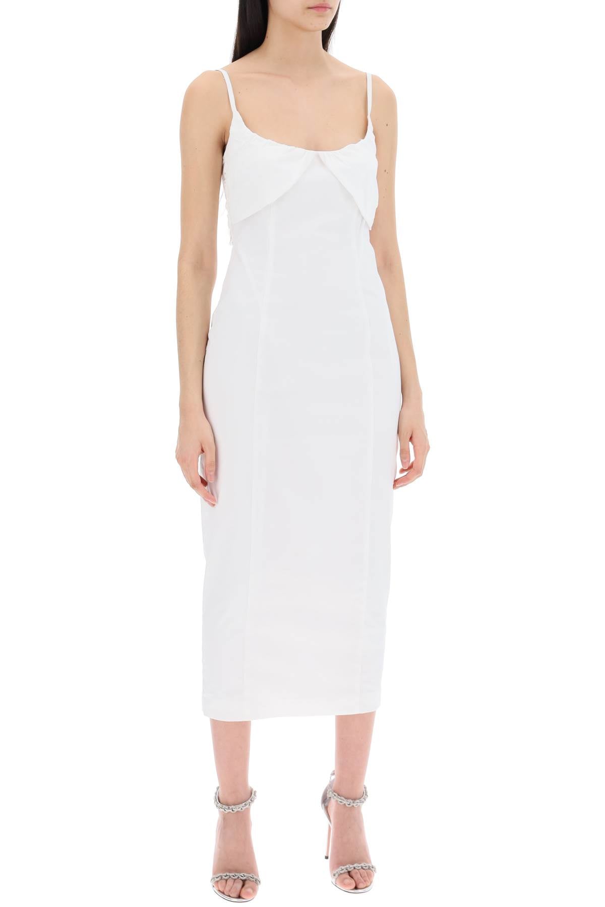 Midi Dress With Ruffles  - White