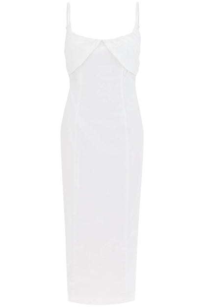 Midi Dress With Ruffles  - White