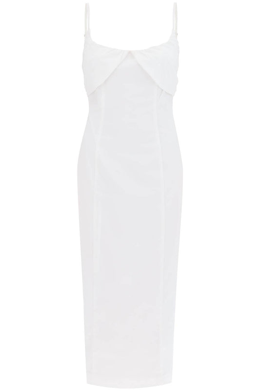 Midi Dress With Ruffles  - White