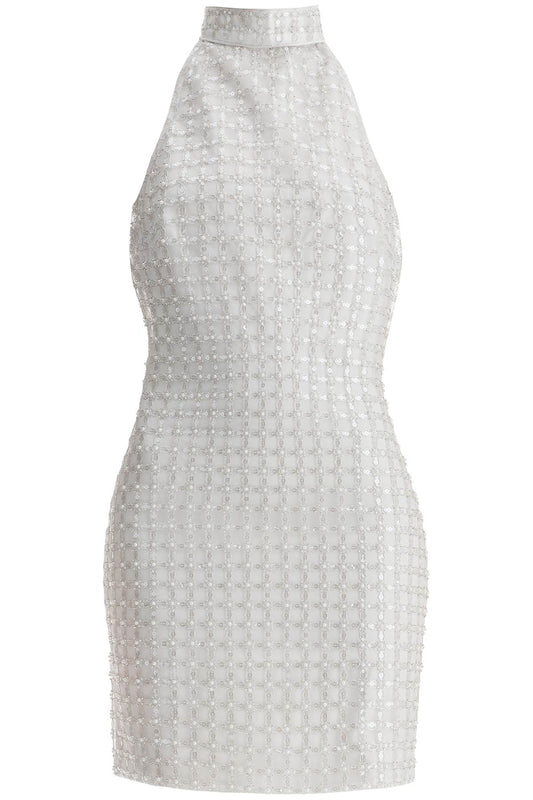 Embroidered Tulle Mini Dress  - White