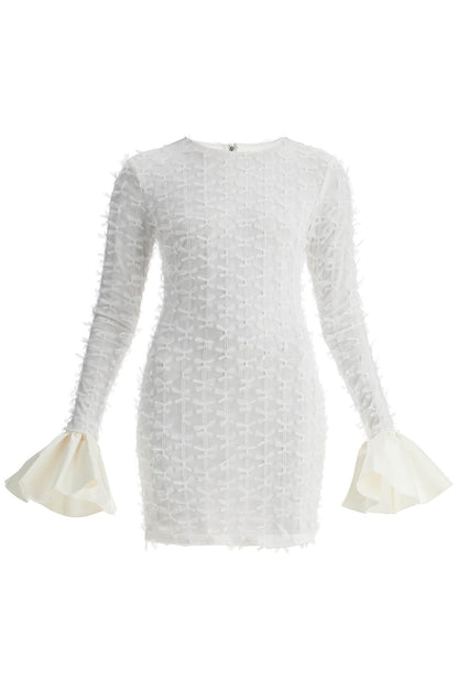 Short Mesh Dress With Bows  - White