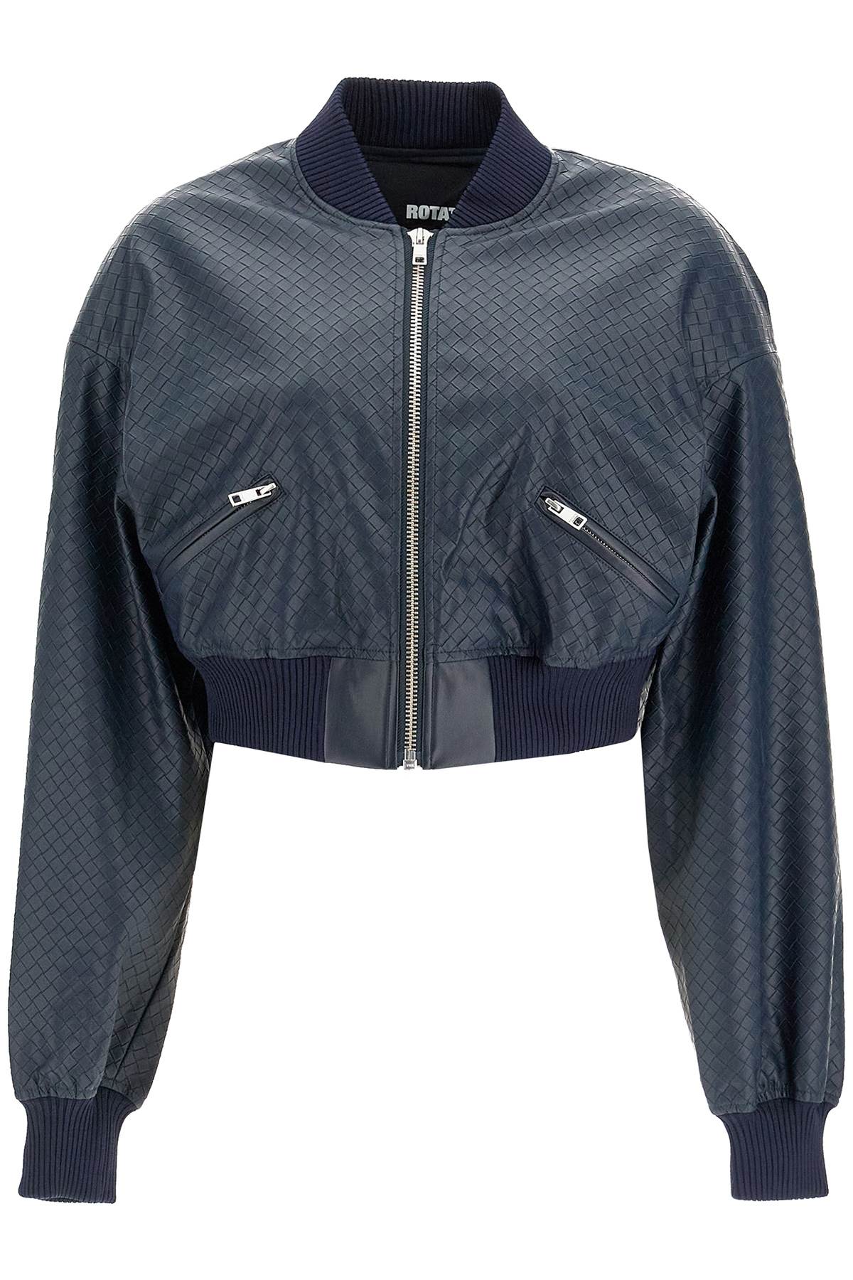 Cropped Bomber Jacket With Braided  - Blue