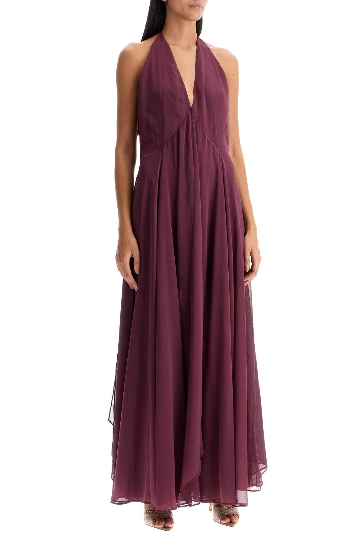 Long Chiffon Dress For Women  - Purple