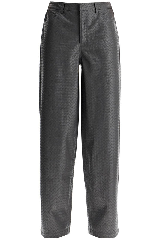 Wide Woven Patterned Trousers With A  - Grey