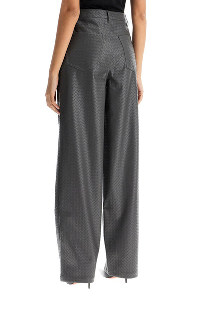 Wide Woven Patterned Trousers With A  - Grey