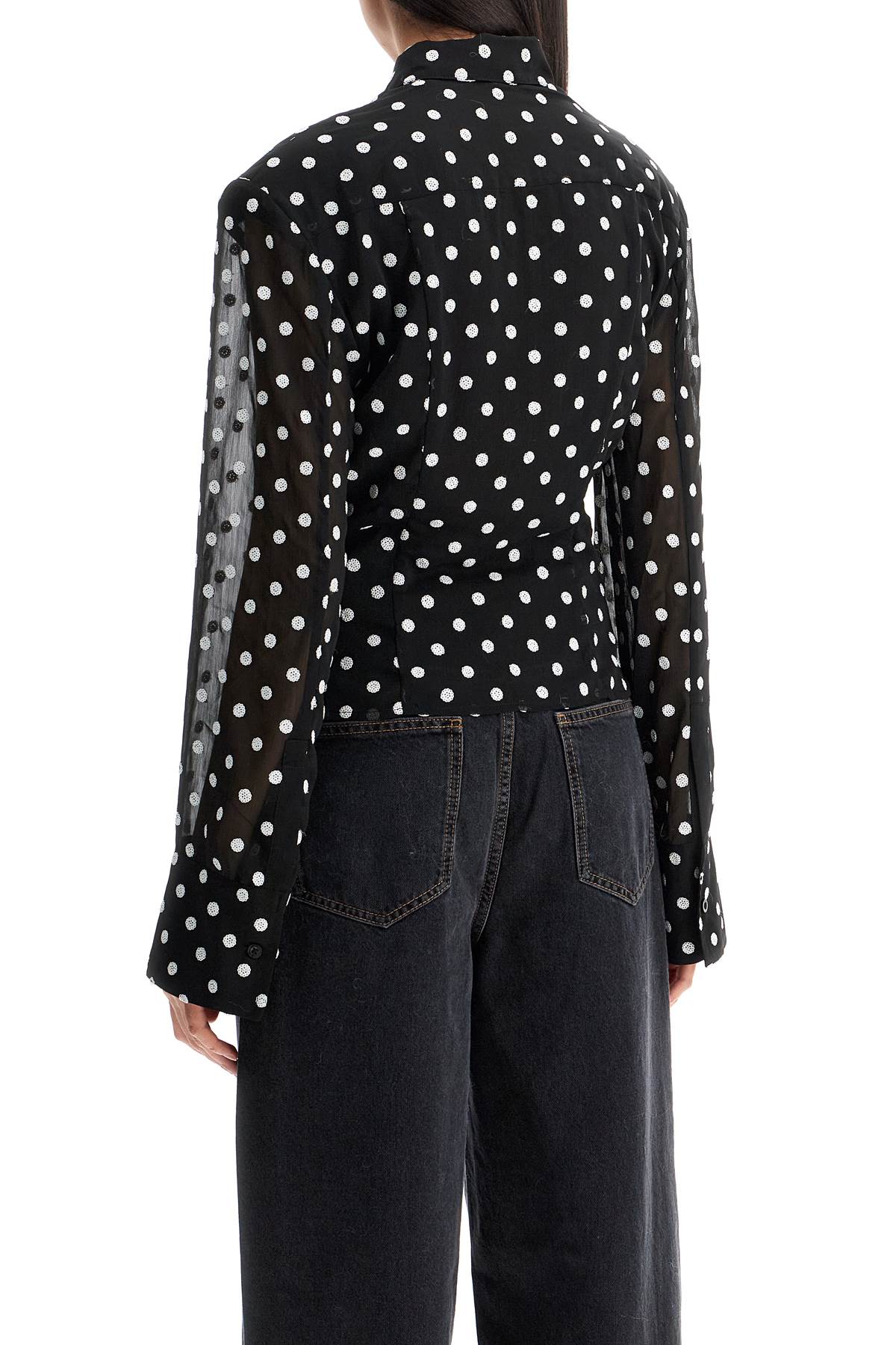 Chiffon Blouse With Sequins  - Black