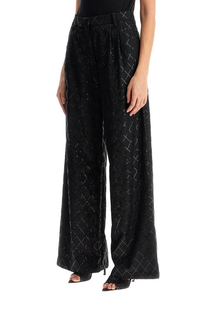 Wide Pants With Sequins.  - Black