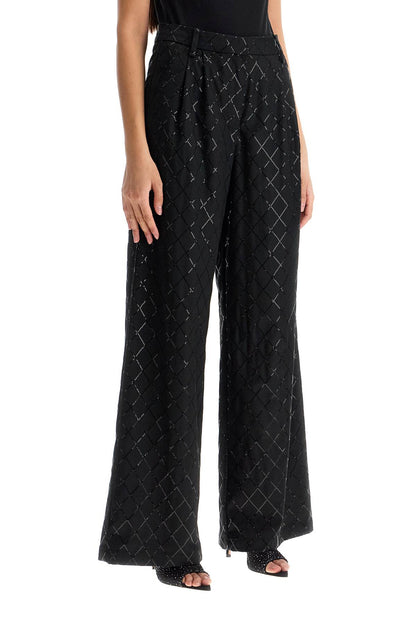 Wide Pants With Sequins.  - Black