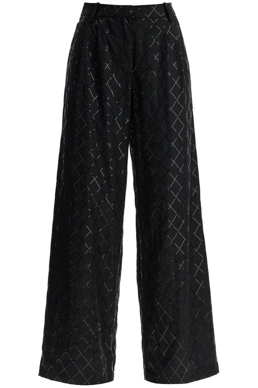 Wide Pants With Sequins.  - Black