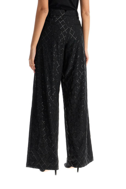 Wide Pants With Sequins.  - Black