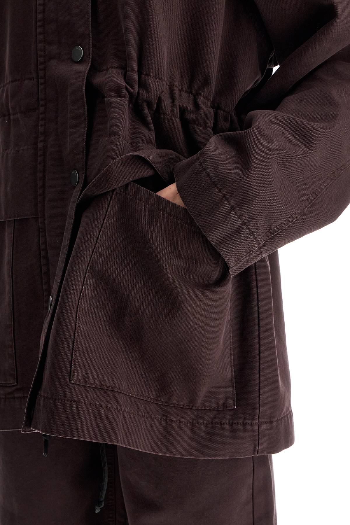 'oversized Jacket With Embroidered  - Brown