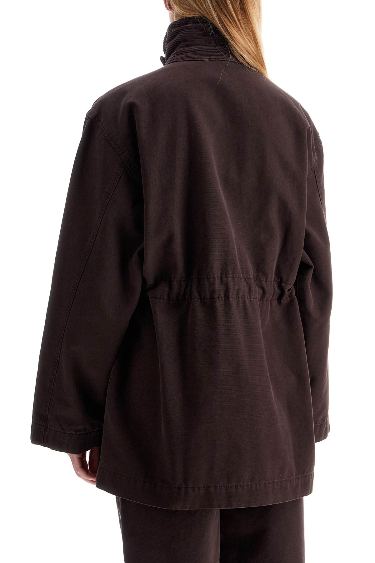 'oversized Jacket With Embroidered  - Brown