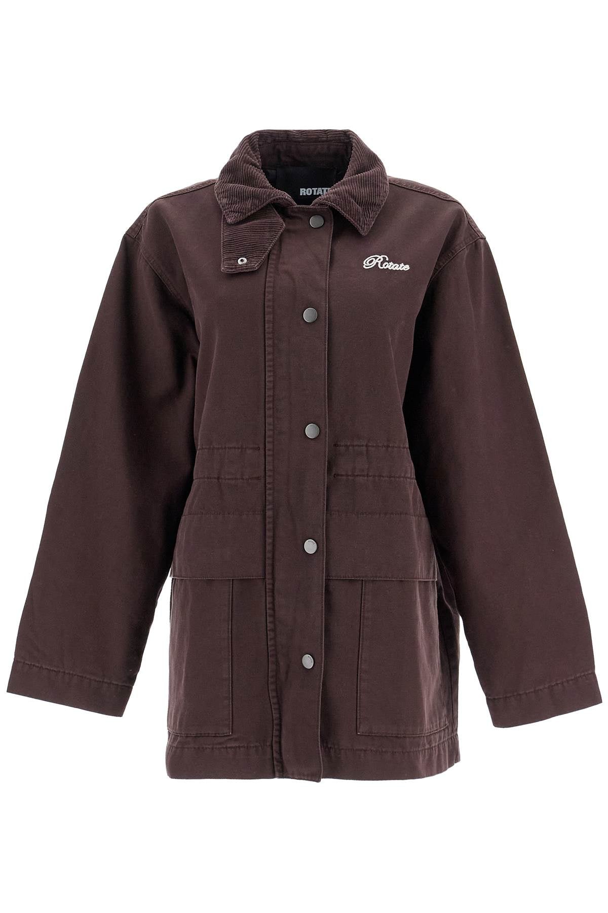 'oversized Jacket With Embroidered  - Brown