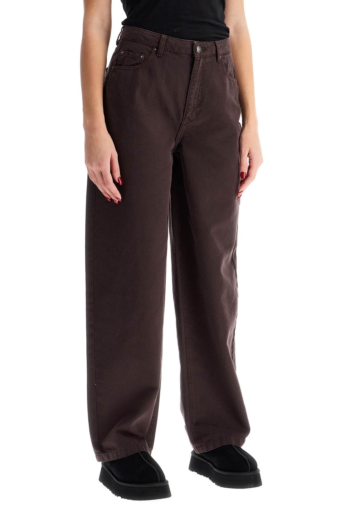 Wide Leg Five-pocket Pants With A Relaxed  - Brown