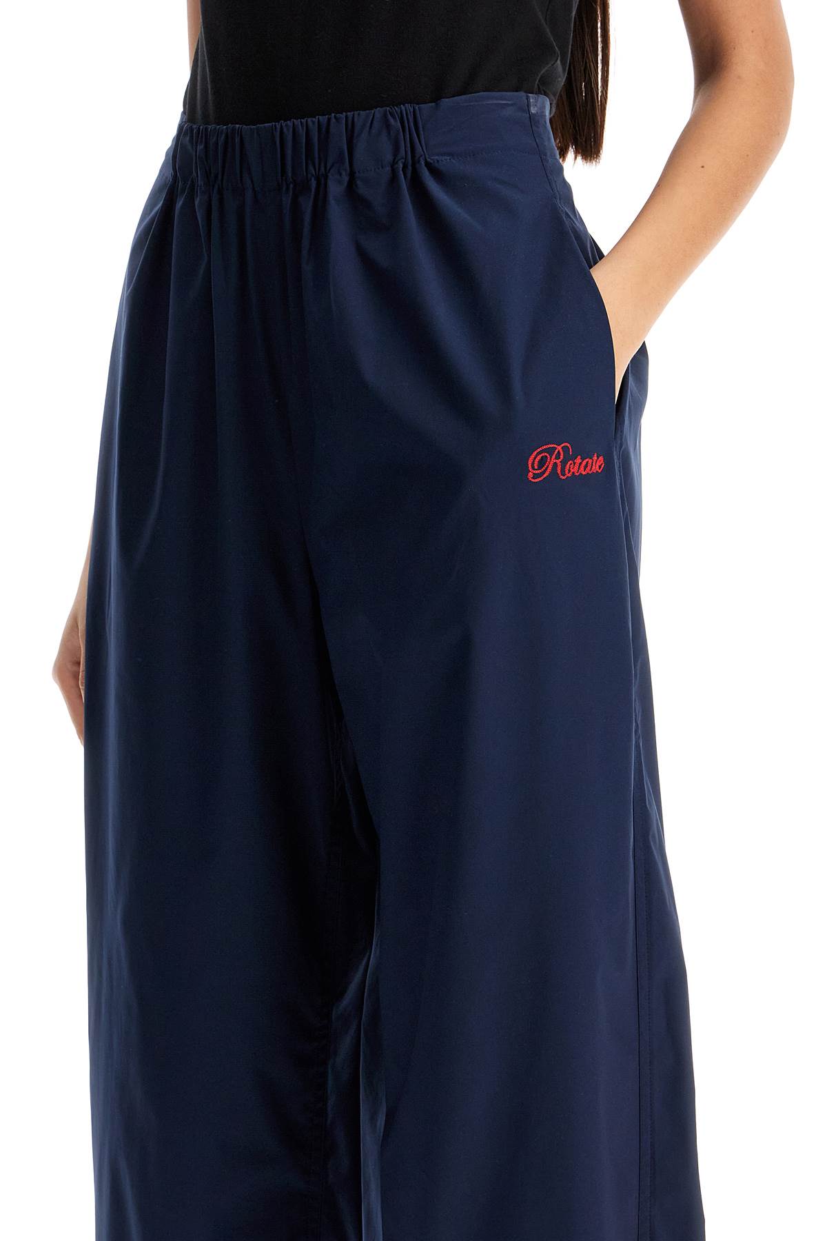 Sporty Pants With Embroidered Logo Design  - Blue