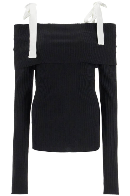 'long-sleeved Off-should  - Black