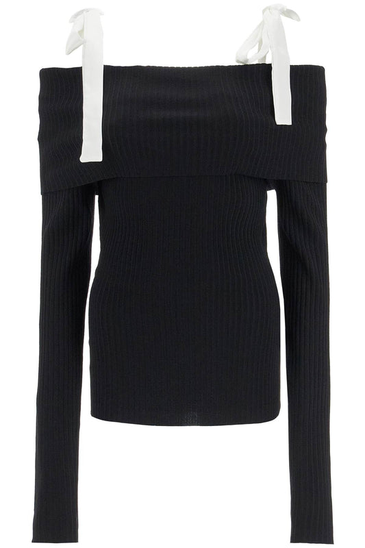 'long-sleeved Off-should  - Black