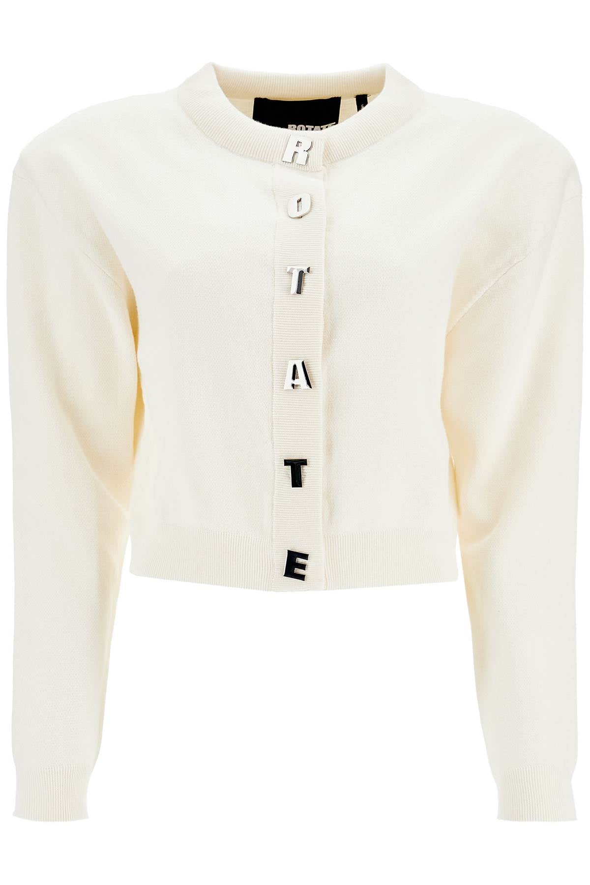 Ivory White Short Cotton Cardigan With Crew Neck  - White