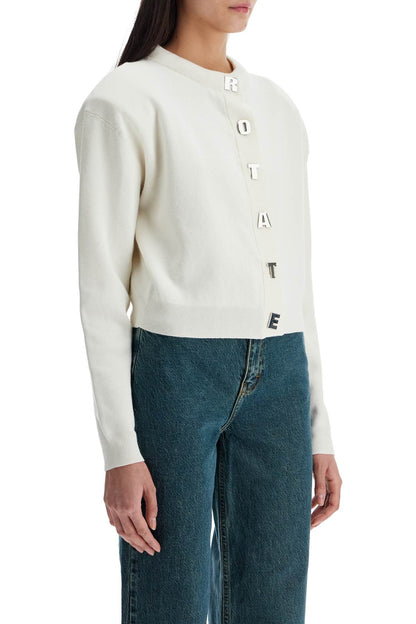 Ivory White Short Cotton Cardigan With Crew Neck  - White