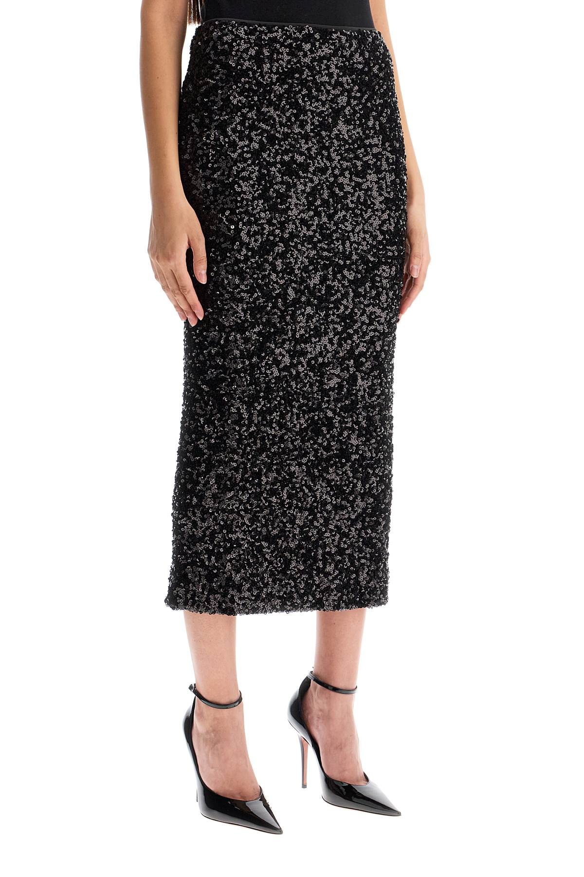 Midi Sequin Skirt In  - Black