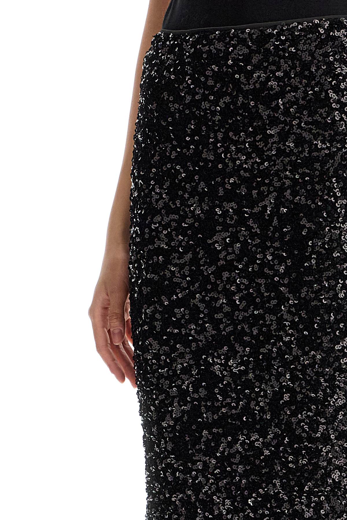 Midi Sequin Skirt In  - Black