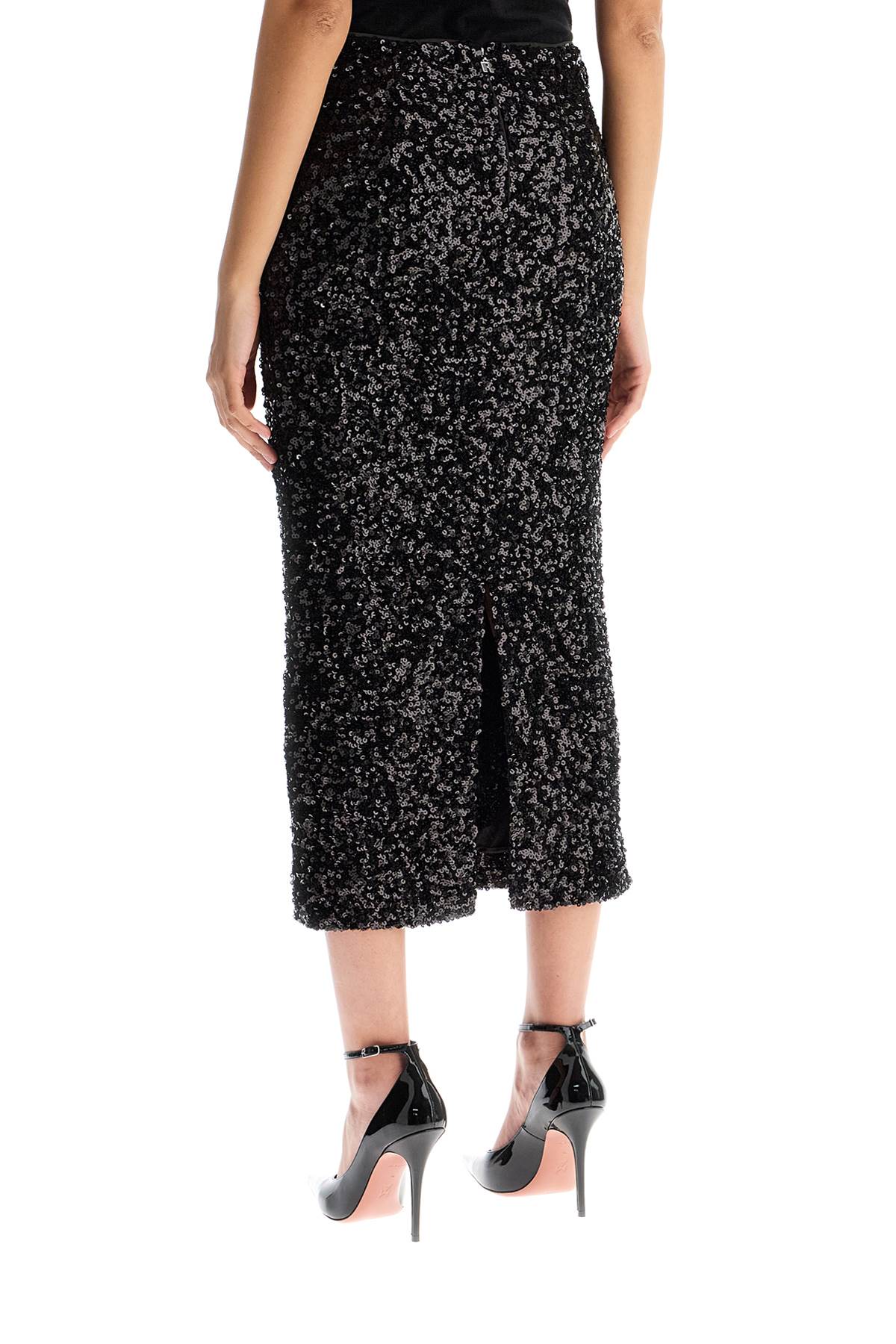 Midi Sequin Skirt In  - Black