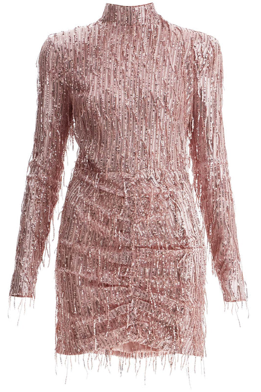 Mini Dress With Sequin Fringe Details  - Pink